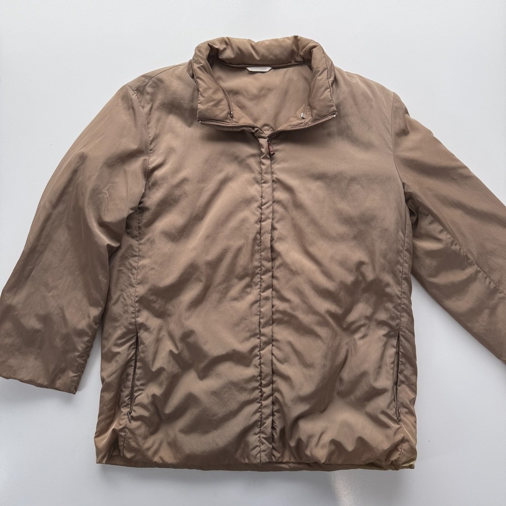 'S MAX MARA Full Zip Goose Down Insulated‎ Puffer Jacket Womens 6 Beige Casual